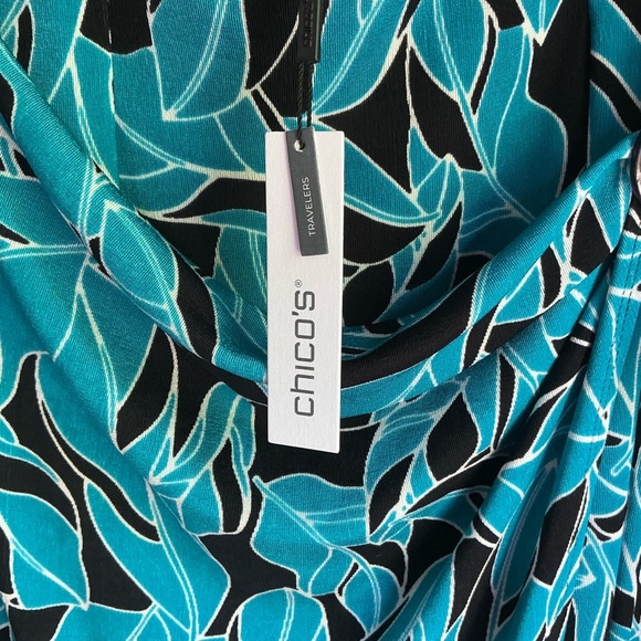 Chico's Blue and Black Midi Skirt with Botanical Design - Picture 5 of 5